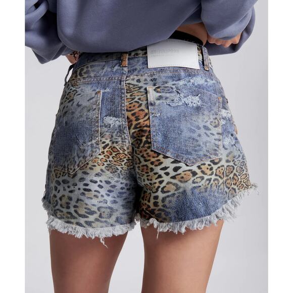 One Teaspoon-NWT-Bandits Mid Waist Relaxed Denim Shorts -Leoparty Sz:23 Ret$140 - Picture 4 of 7